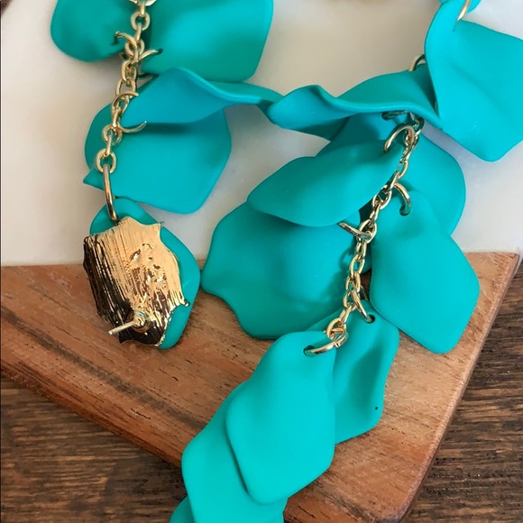 Dramatic Turquoise Petal Earrings - Picture 4 of 6